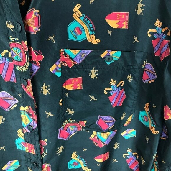 Vintage OLEG CASSINI SILKS Blouse - 1980's Studio 54 Vibe - Picture 3 of 6